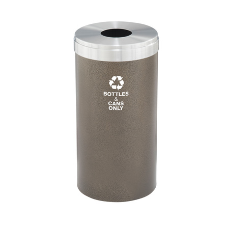 GLARO 16 gal Round Recycling Bin, Bronze Vein/Satin Aluminum B-1532BV-SA-B6