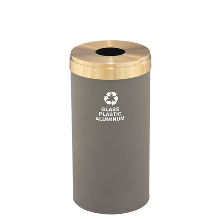 GLARO 16 gal Round Recycling Bin, Nickel/Satin Brass B-1532NK-BE-B9