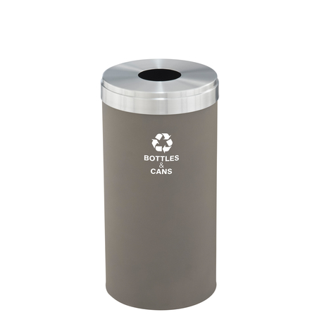 GLARO 16 gal Round Recycling Bin, Nickel/Satin Aluminum B-1532NK-SA-B2