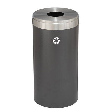 GLARO 16 gal Round Recycling Bin, Silver Vein/Satin Aluminum B-1532SV-SA-B1