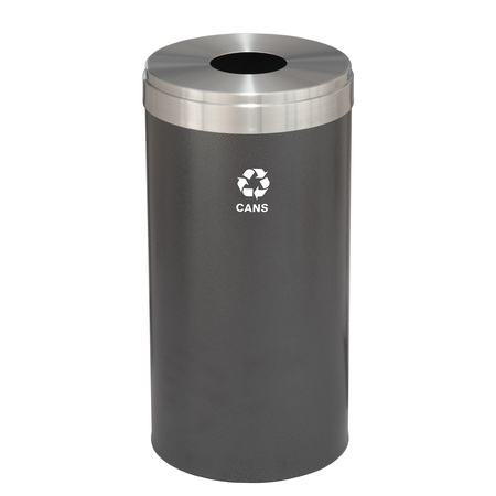 GLARO 16 gal Round Recycling Bin, Silver Vein/Satin Aluminum B-1532SV-SA-B4