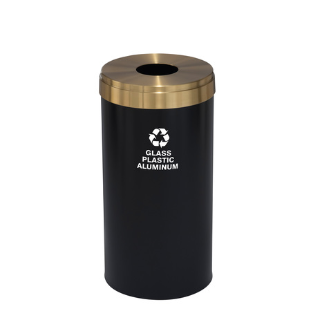 GLARO 23 gal Round Recycling Bin, Satin Black/Satin Brass B-1542BK-BE-B9