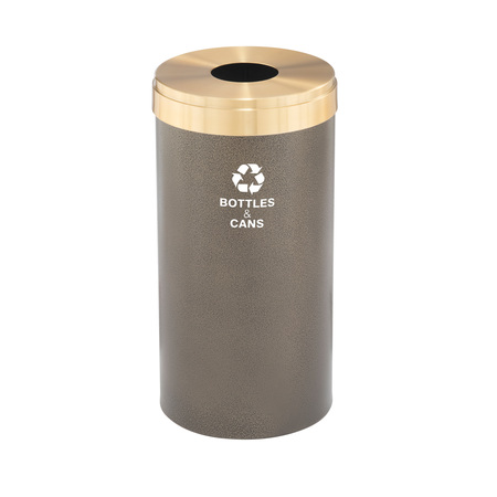 GLARO 23 gal Round Recycling Bin, Bronze Vein/Satin Brass B-1542BV-BE-B2