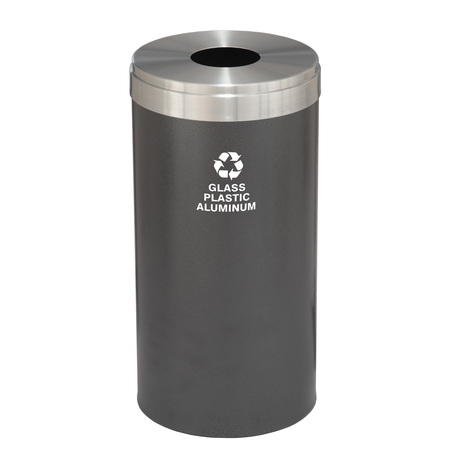 GLARO 23 gal Round Recycling Bin, Silver Vein/Satin Aluminum B-1542SV-SA-B9