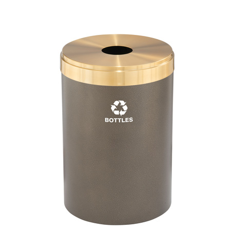 GLARO 33 gal Round Recycling Bin, Bronze Vein/Satin Brass B-2032BV-BE-B3