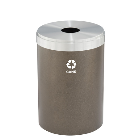 GLARO 33 gal Round Recycling Bin, Bronze Vein/Satin Aluminum B-2032BV-SA-B4
