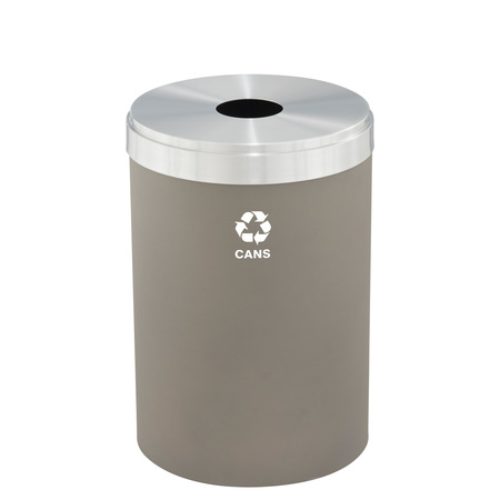 GLARO 33 gal Round Recycling Bin, Nickel/Satin Aluminum B-2032NK-SA-B4