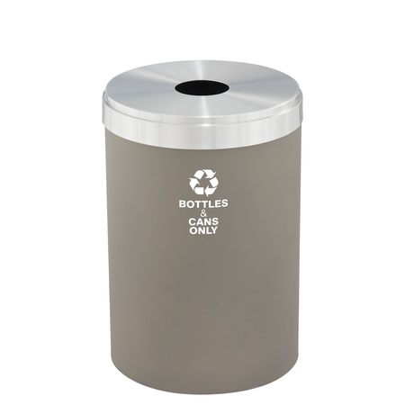 GLARO 33 gal Round Recycling Bin, Nickel/Satin Aluminum B-2032NK-SA-B6