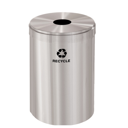 GLARO 33 gal Round Recycling Bin, Satin Aluminum B-2032SA-SA-B5