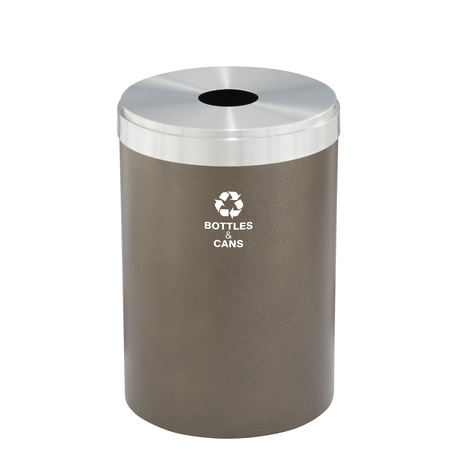 GLARO 41 gal Round Recycling Bin, Bronze Vein/Satin Aluminum B-2042BV-SA-B2