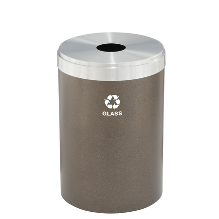 GLARO 41 gal Round Recycling Bin, Bronze Vein/Satin Aluminum B-2042BV-SA-B8