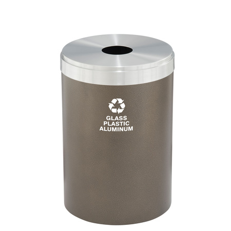 GLARO 41 gal Round Recycling Bin, Bronze Vein/Satin Aluminum B-2042BV-SA-B9