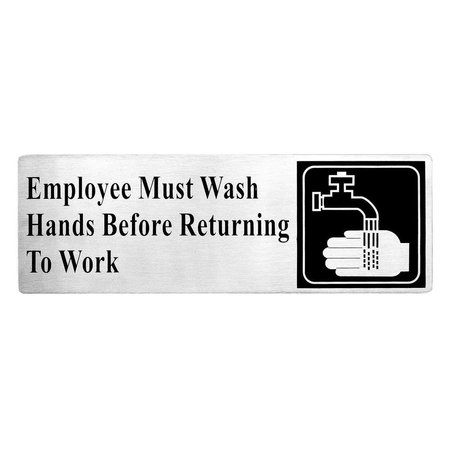 TABLECRAFT Contemp SS Sign, Employee Must Wash, 3"X9" B22