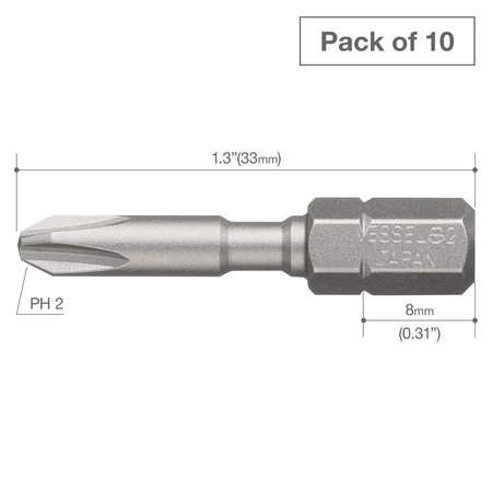 Vessel Insert Bit 1/4" Hex, +2x33H Replac, PK10 B33MMBCP233HRB