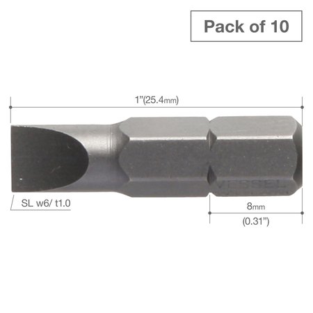 Vessel Insert Bit 1/4" Hex, -6x(T)1.0x25., PK10 B33S6254G