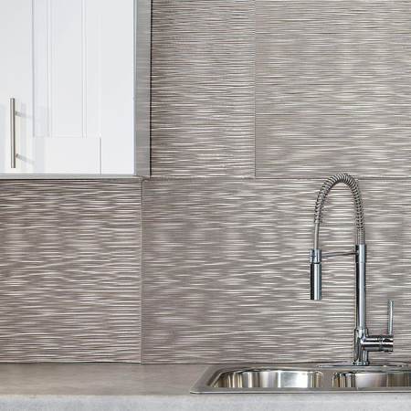 Fasade Fasade 18in x 24in Ripple Brushed Nickel Backsplash Panel 5pk PB6229