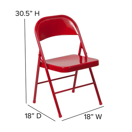 Flash Furniture Chair, Metal Folding, Red, Double Braced BD-F002-RED-GG