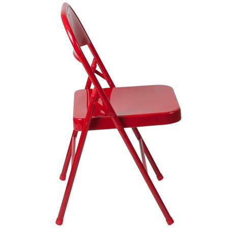 Flash Furniture Chair, Metal Folding, Red, Double Braced BD-F002-RED-GG