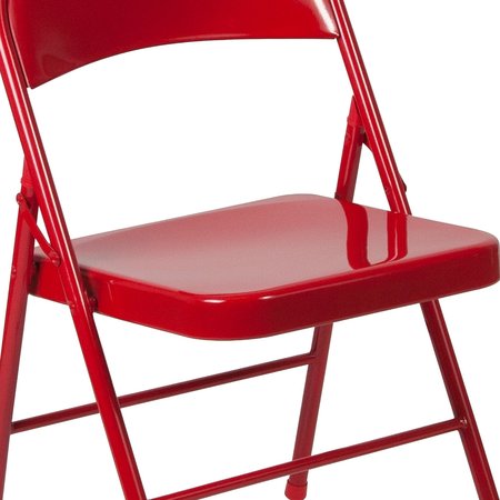 Flash Furniture Chair, Metal Folding, Red, Double Braced BD-F002-RED-GG