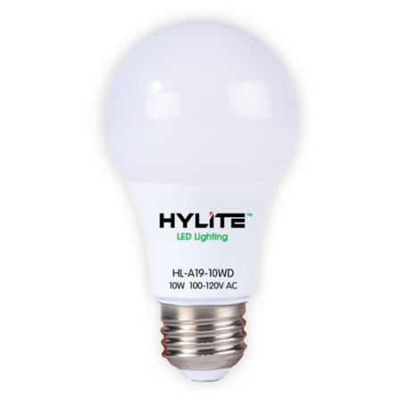 HYLITE LED Repl Lamp for 60W Incandescent, 10W, 916 Lumens, 5000K, E26 HL-A19-10WD-E26-50K