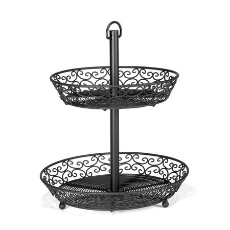 TABLECRAFT Meditrnen 2-Tiered Basket, Blk, 12.25"H BKT2A