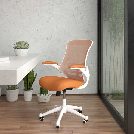 Flash Furniture Desk Chair, Mesh, Tan Mesh/White Frame BL-X-5M-WH-TAN-GG