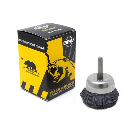 BRUSH RESEARCH MANUFACTURING BNH16AY180SC 1.750" Small Dia. Cup Brush, 180 Grit Silicon Carbide, .250" Shank Dia., .500" Trim BNH16AY180SC