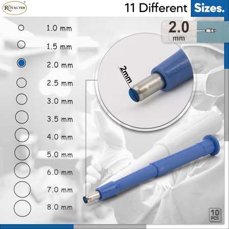 Surgical Design Disposable Biopsy Punch, Size 2.0mm, PK10 SDZR-0050