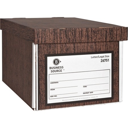 BUSINESS SOURCE Storage Box, Wood Grain, Cardboard 26751