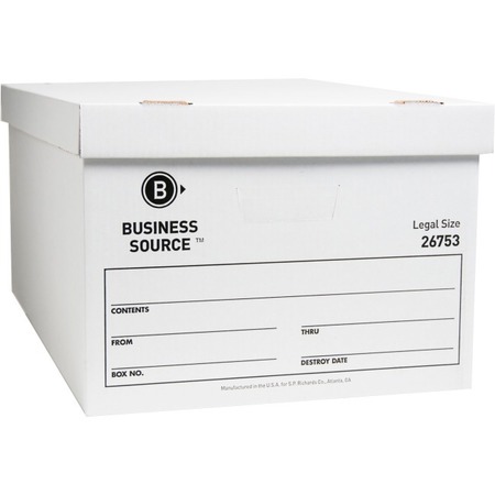BUSINESS SOURCE Storage Box, White, Cardboard 26753