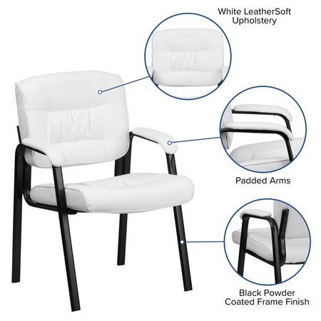 Flash Furniture Side Reception Chair, 26"L36"H, Padded, LeatherSeat, ContemporarySeries BT-1404-WH-GG