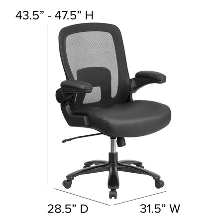 Flash Furniture Office Chair, 28-1/2"L47-1/2"H, Padded Flip-up, ContemporarySeries BT-20180-LEA-GG