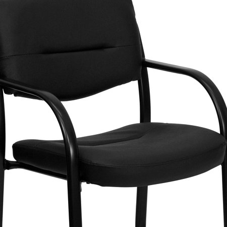 Flash Furniture Black Executive Side Reception Chair, 23" W 24-1/2" L 34" H, Curved, Leather Seat BT-510-LEA-BK-GG