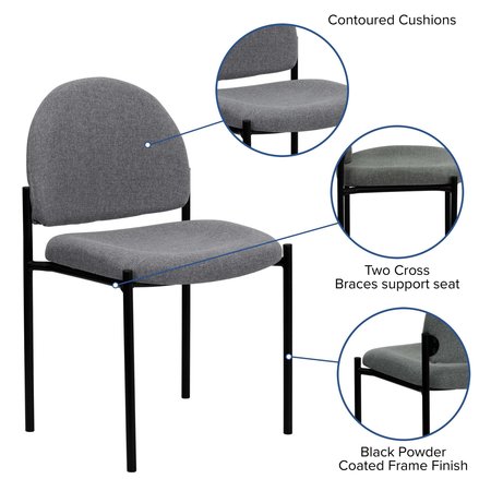 Flash Furniture Gray Fabric Stack Chair BT-515-1-GY-GG