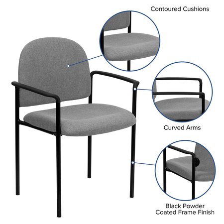 Flash Furniture Gray Fabric Stack Chair BT-516-1-GY-GG