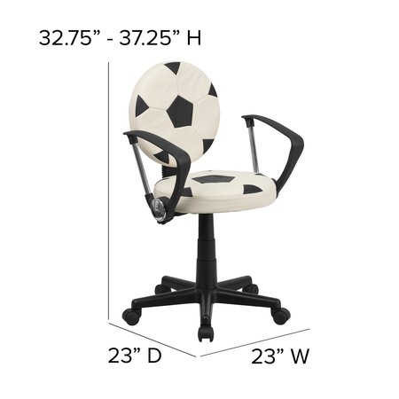 Flash Furniture Metal Task Chair, 17" to 21-1/2", Black and White BT-6177-SOC-A-GG
