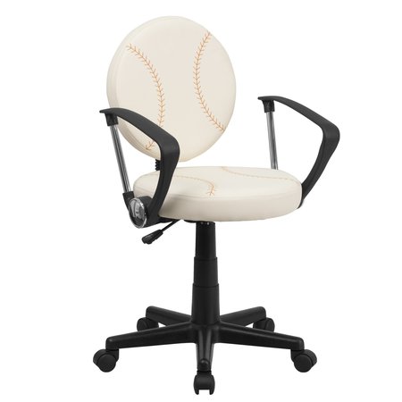 Flash Furniture Vinyl Task Chair, 17" to 21-1/2", Fixed Arms, Brown and Cream BT-6179-BASE-A-GG
