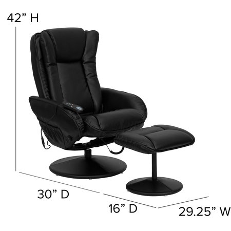 Flash Furniture Black LeatherSoft Massaging Recliner w/Side Pocket BT-7672-MASSAGE-BK-GG
