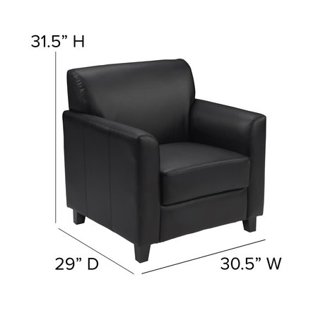 Flash Furniture BlackChair, 29"L31-1/2"H, Flared, LeatherSeat, ContemporarySeries BT-827-1-BK-GG