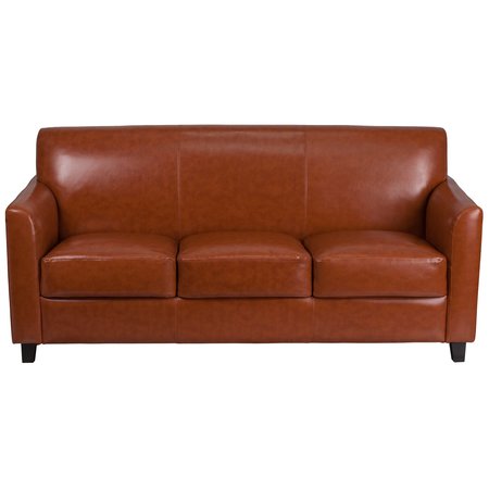 Flash Furniture Cognac Leather Sofa, 29" x 32-1/4" BT-827-3-CG-GG