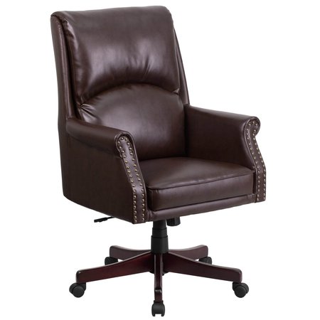 Flash Furniture Executive Chair, Plastic, 18-3/4" to 21-1/2" Height, Fixed Arms, Brown BT-9025H-2-BN-GG