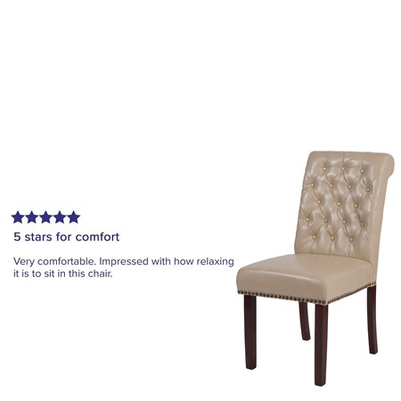 Flash Furniture Parsons Chair, 18.5 W 27-1/2" L 39.75 H, Leather Seat, Midcentury Series BT-P-BG-LEA-GG