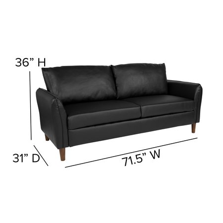 Flash Furniture Sofa, 31"L36"H, Welted Upholstered Arms with Rounded Edge, LeatherSeat, ContemporarySeries BT-S8373-SF-BK-GG