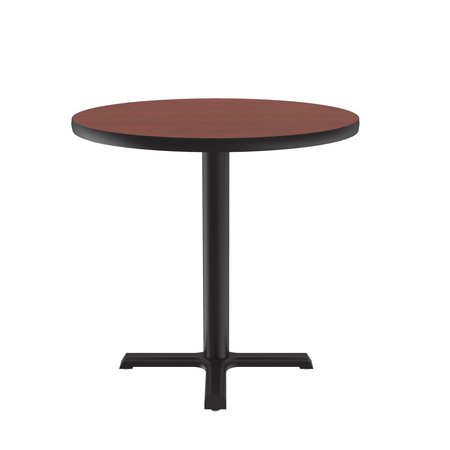 Correll Round Café Bistro and Breakroom Pedestal Table, 29" H, High Pressure Laminate Top, Cherry BXT48R-21