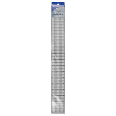 WESTCOTT Rulers, 2"x18" 8ths Graph Beveled Ruler, Color: Black B-85B