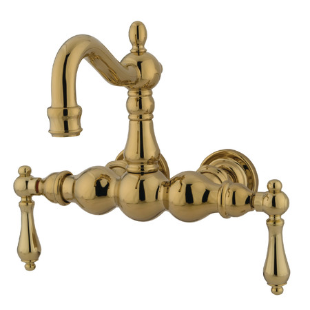 KINGSTON BRASS Wall-Mount Clawfoot Tub Faucet, Polished Brass, Tub Wall Mount CC1001T2