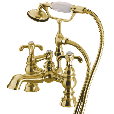 KINGSTON BRASS Deck-Mount Clawfoot Tub Faucet, Polished Brass, Deck Mount CC1158T2