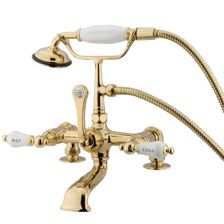 KINGSTON BRASS Deck-Mount Clawfoot Tub Faucet, Polished Brass, Deck Mount CC207T2