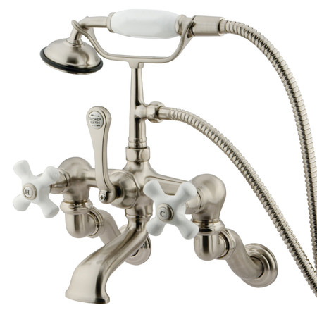 KINGSTON BRASS Wall-Mount Clawfoot Tub Faucet, Brushed Nickel, Tub Wall Mount CC465T8