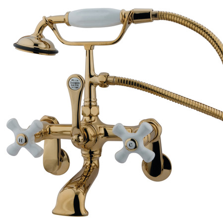 KINGSTON BRASS Wall-Mount Clawfoot Tub Faucet, Polished Brass, Tub Wall Mount CC59T2